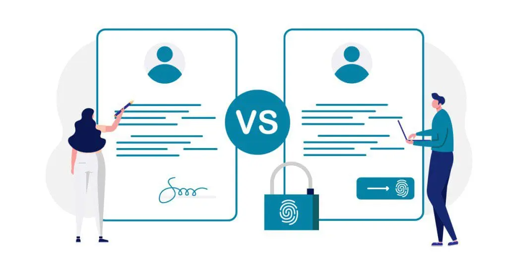 difference between electronic and digital signatures