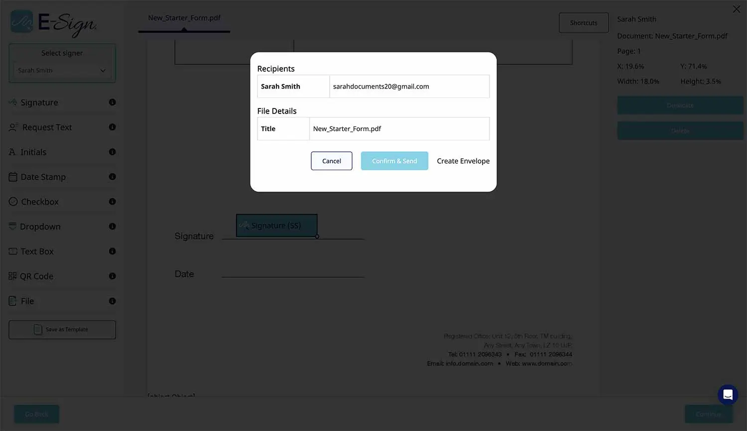Review Your E-Sign Document Screenshot