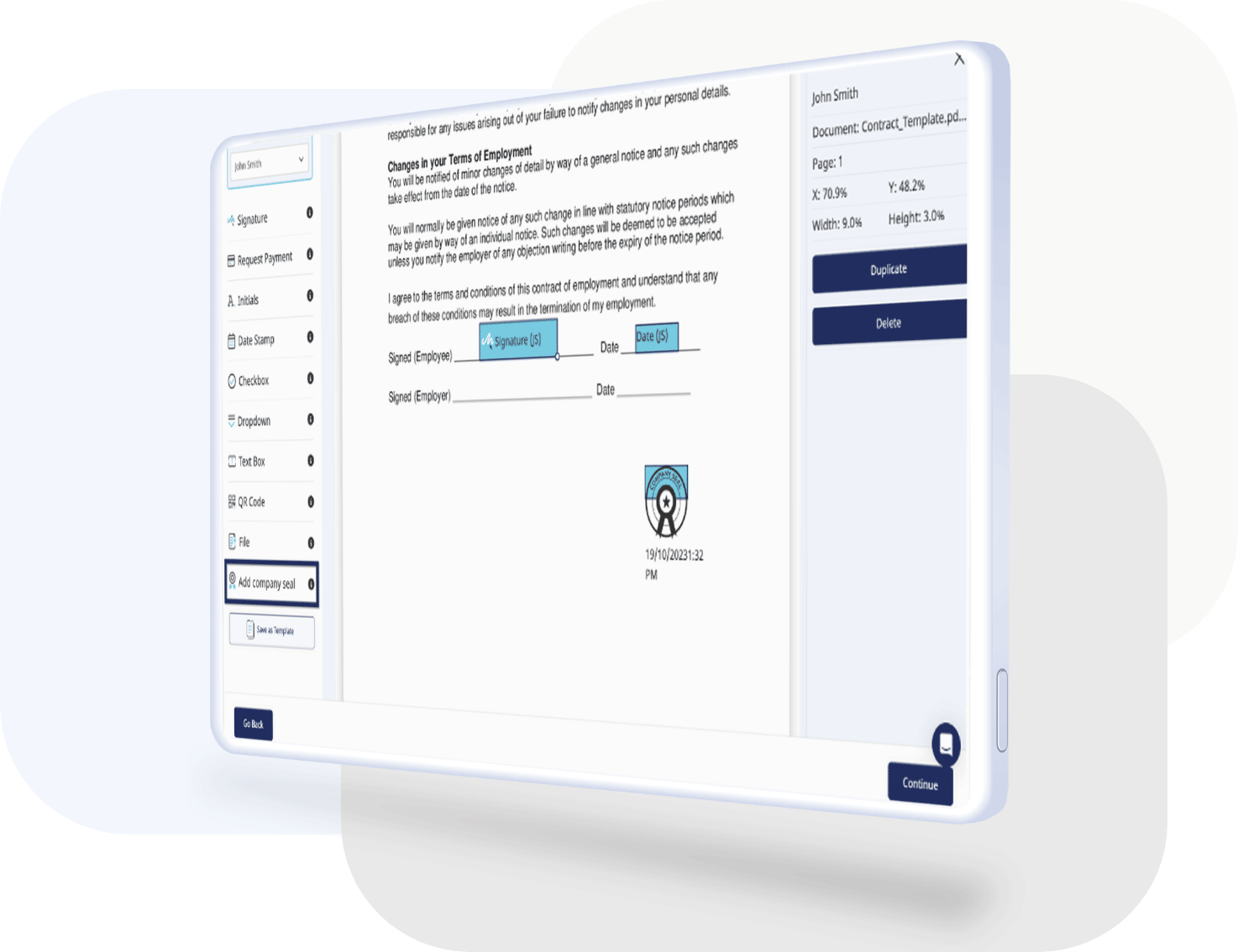 Electronic Seal E-Signature Screenshot