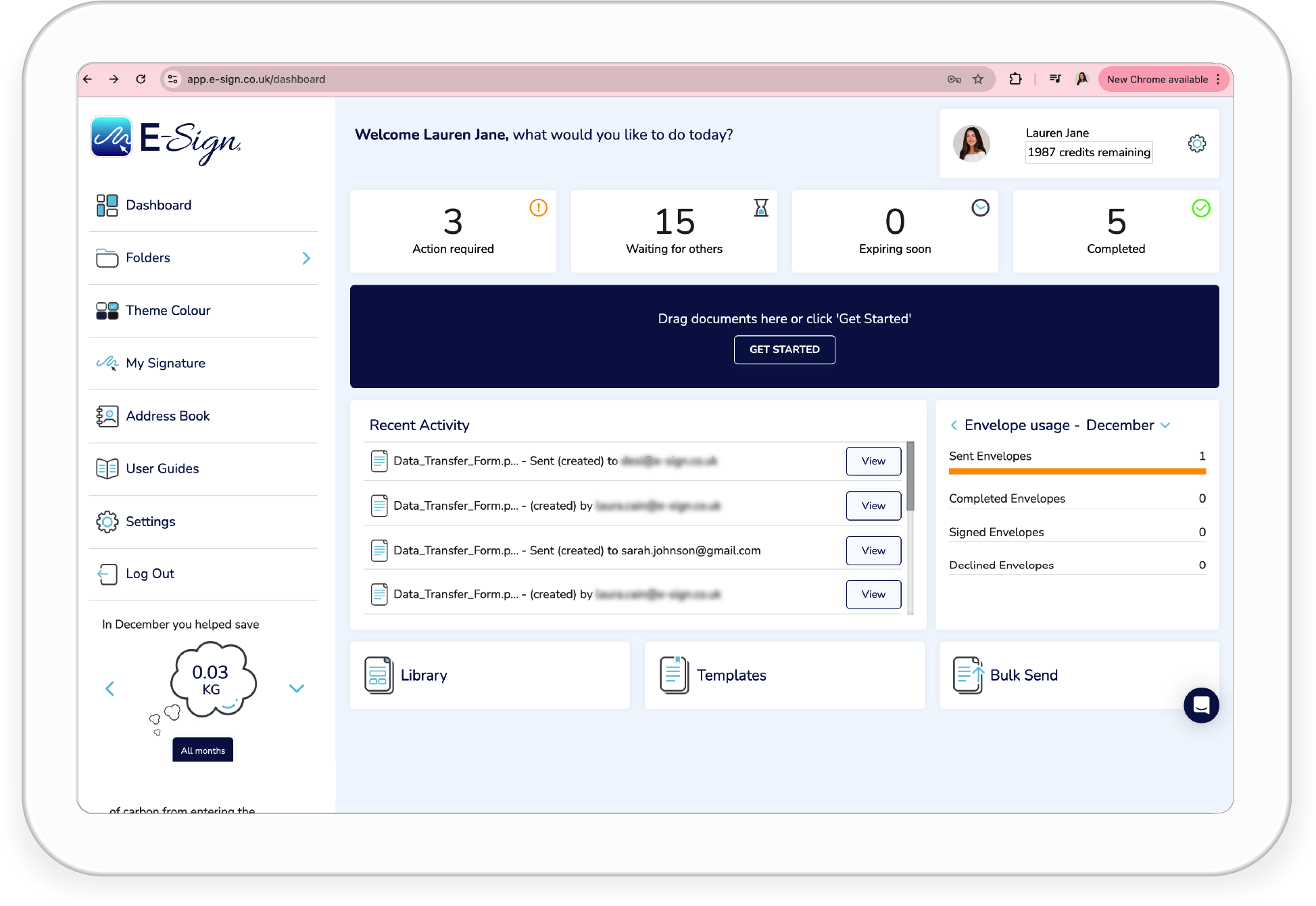 E-Sign Econsent Dashboard Display