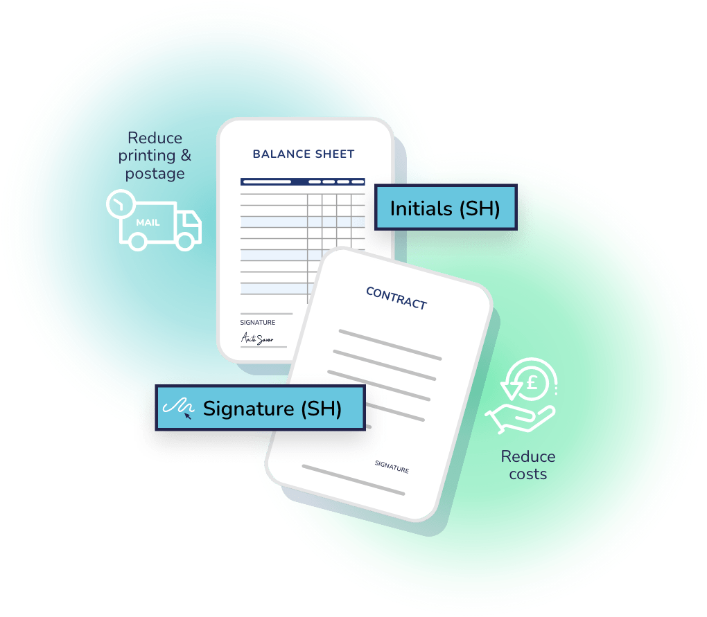 using esign can reduce spend from posting, storage and printing