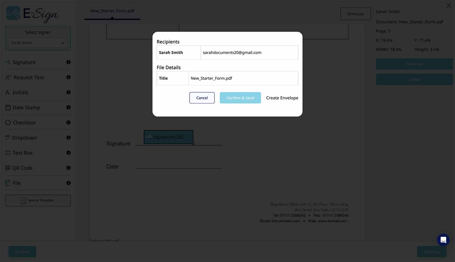 Review Your E-Sign Document Screenshot