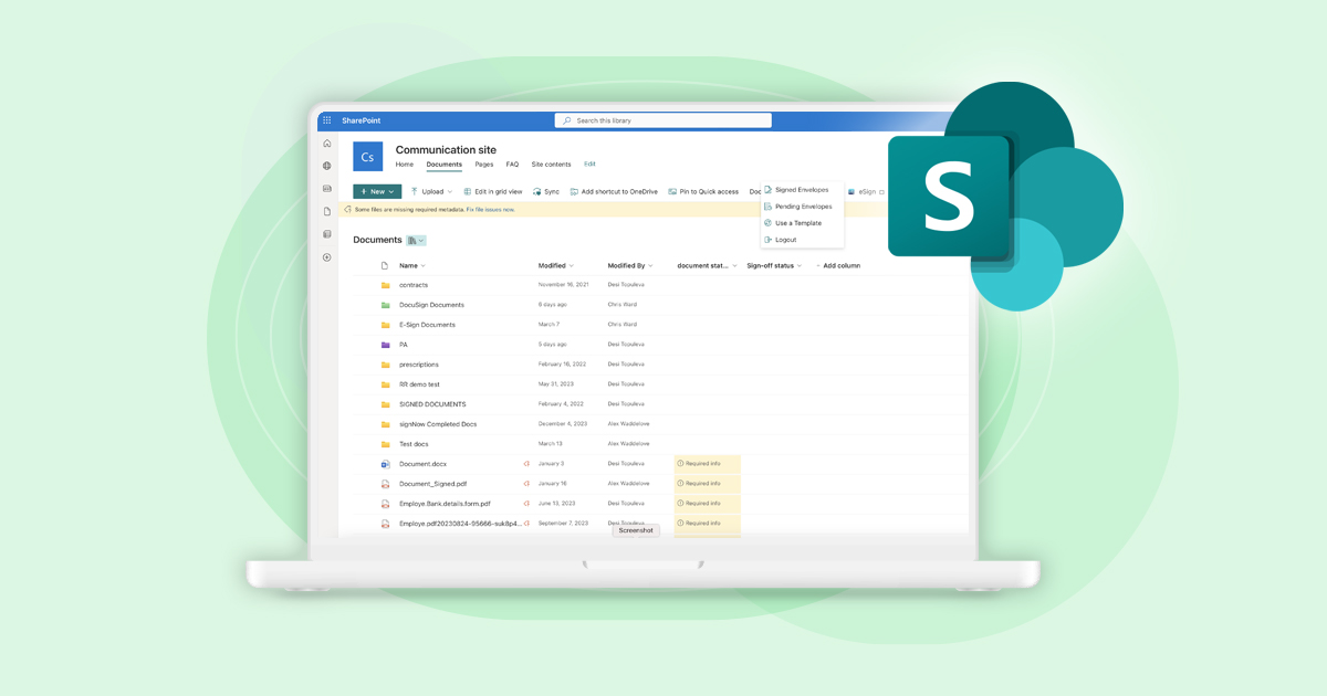 What are the Features of eSign and Sharepoint
